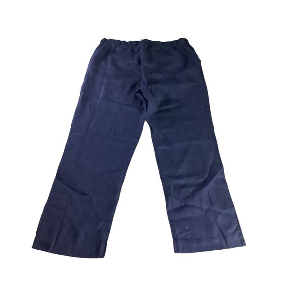Charter Club Women’s Petite Linen Pants Intrepid Blue Size PL Elastic Waistband - Picture 2 of 16